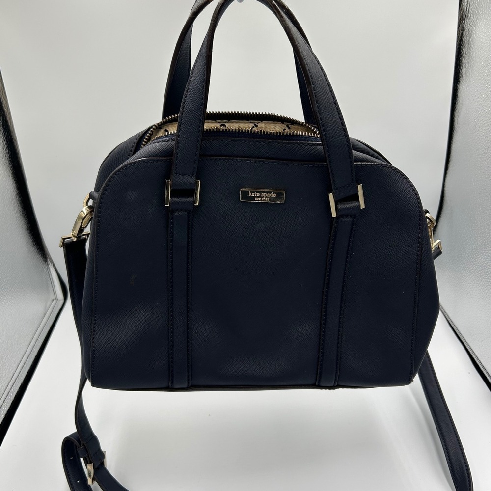Kate Spade Satchel Womens Medium Navy Blue Saffiano Leather Crossbody Bag